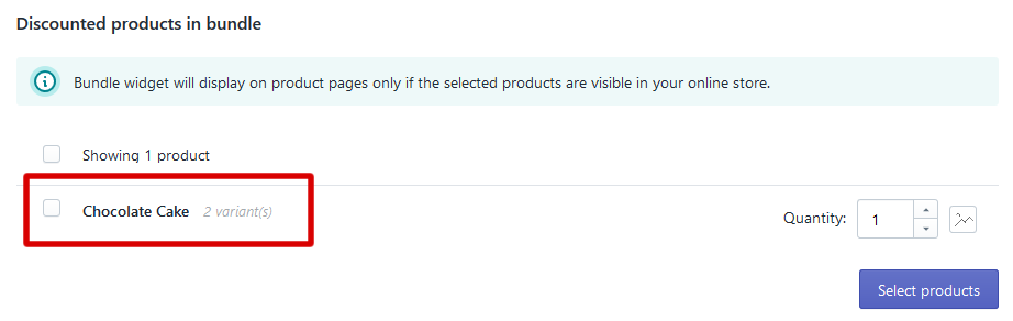 Selected product screenshot